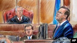 Ký họa ghi lại hình ảnh nhân chứng Rick Gates tại phiên xét xử ông Paul Manafort