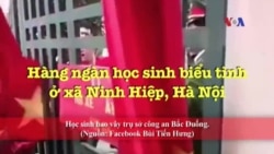 Hàng ngàn học sinh biểu tình ở xã Ninh Hiệp