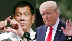 Tổng thống Rodrigo Duterte (trái) và Tổng thống Donald Trump.